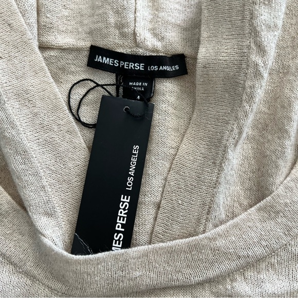 New James Perse Hoodie pullover sweater Sz 4 (XL) beige linen cotton - Picture 6 of 13
